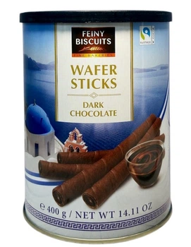 Вафельні трубочки Feiny Biscuits із темним шоколадним кремом у металевій банці 400 г (60657)