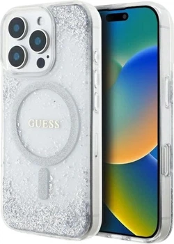 Etui Guess Resin Gradient Glitter MagSafe do Apple iPhone 16 Pro Silver (GUHMP16LRGRGES)