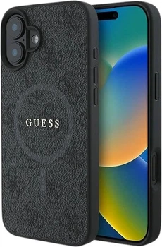 Etui Guess 4G Ring Classic Logo MagSafe do Apple iPhone 16 Plus Black (GUHMP16MG4GFRK)
