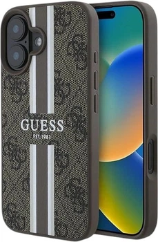 Etui Guess 4G Printed Stripes MagSafe do Apple iPhone 16 Plus Brown (GUHMP16MP4RPSW)