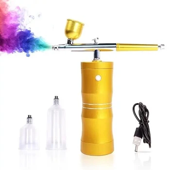 Аккамуляторный аэрограф Staetas Airbrush, работа до 60 мин, быстрая зарядка, улучшенное рабочее давление 27 PSI, сопло 0.3мм, сменные чаши 3шт