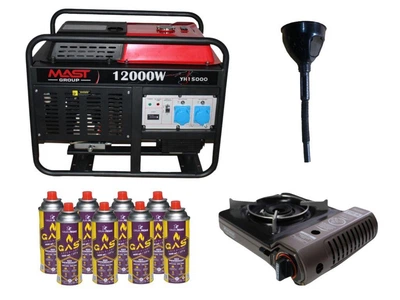 Бензиновый генератор MAST GROUP YH15000 + газовая плитка Orcamp CK-505 + картридж газовый Pegas 400 мл (8 шт.)