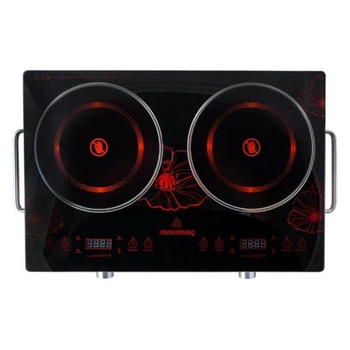 Настільна електроплита інфрачервона 2 конфорки Crownberg CB-1327 4000 Вт чорний зі сріблястим (RZN-23103130)
