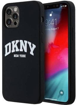Etui DKNY Liquid Silicone White Printed Logo MagSafe do Apple iPhone 12/12 Pro Black (3666339266608)