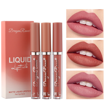 Набор матовых жидких помад Dragon Rancee "Nude Allure" (3 шт. х 5 г) – Стойкий нюдовый макияж (II) 34447