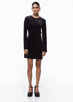 Cукня велюрова H&M 271104716 L Чорний