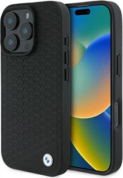 Etui plecki BMW Signature Leather Diamond Metal Logo MagSafe do Apple iPhone 16 Pro Max Black (BMHMP16X23RDDK)