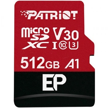 Карта пам'яті microSDXC (UHS-1 U3) Patriot EP Series 512Gb class 10 V30 (R-100MB/s, W-80MB/s) (adapter SD) (PEF512GEP31MCX) (472)