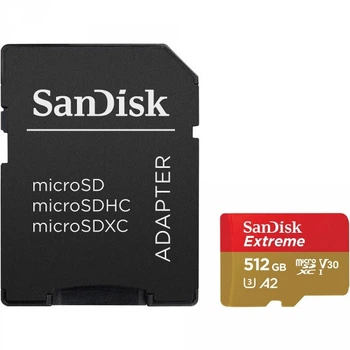 Карта пам'яті microSDXC (UHS-1 U3) SanDisk Extreme A2 512Gb class 10 V30 (R190MB/s,W130MB/s) (adapter SD) (SDSQXAV-512G-GN6MA) (457)
