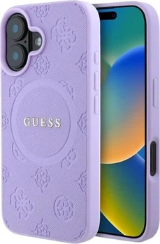 Etui Guess Saffiano Peony Classic Logo MagSafe do Apple iPhone 16 Purple (GUHMP16SPSAPSMEU)
