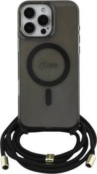 Etui Guess Crossbody Cord Script MagSafe do Apple iPhone 16 Pro Max Black (GUHMP16XHCTSGNSK)