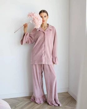 Домашній костюм "Capri" тканина велюр Пудровий L-XL