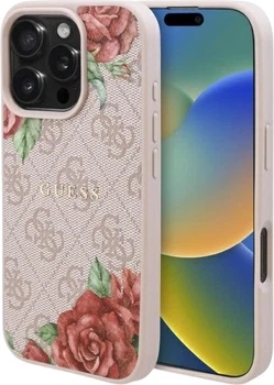 Etui Guess 4G Flowers Print MagSafe do Apple iPhone 16 Pro Max Pink (GUHMP16XP4ROPEMCP)