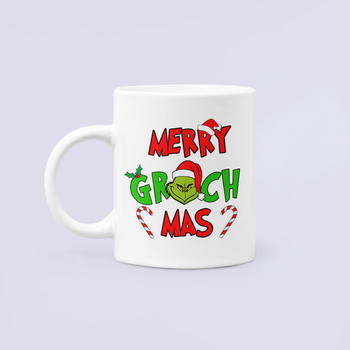 Чашка Керамическая Кружка с принтом Merry Grinchmas Grinch Гринч Белая 330 мл