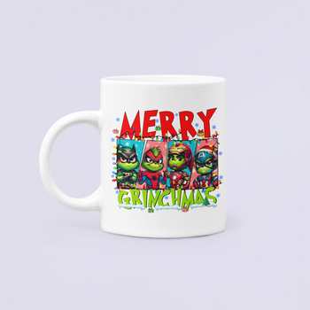 Чашка Керамическая Кружка с принтом Merry Grinchmas супергерои Grinch Гринч Белая 330 мл