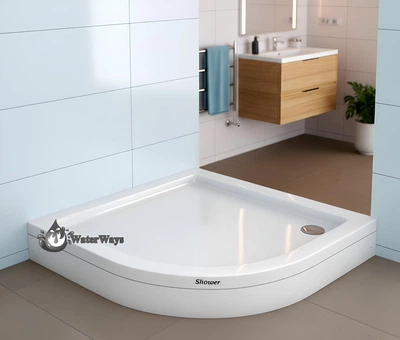Душевой поддон 90x90х15 см полукруглый Shower Slender акриловый низкий сьемная панель