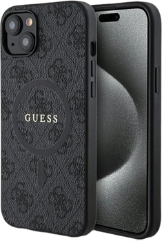 Etui plecki Guess 4G Collection Leather Metal Logo MagSafe do Apple iPhone 14/15/13 Black (3666339226282)