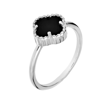 Кольцо серебряное Клевер с ониксом Silver Style 20 р. (111316.80 sku:2300102889144)