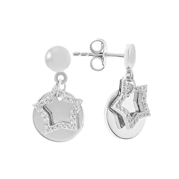 Сережки-пусети (гвоздики) срібні Зірка з фіанітами Silver Style (D4138OR0199 R14 sku:2300101512456)