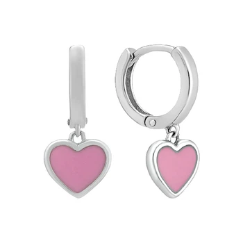 Серьги-кольца (конго) серебряные Сердце с эмалью Silver Style (211624.00 sku:2300103166350)