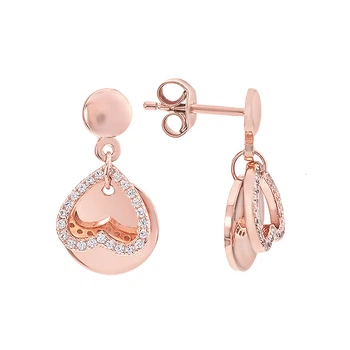 Серьги-пусеты (гвоздики) серебряные Сердце с фианитами Silver Style (D4138OR0198 DR14 sku:2300101082201)