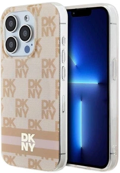 Etui DKNY IML Checkered Mono Pattern & Printed Stripes MagSafe do Apple iPhone 13/13 Pro Pink (3666339269012)