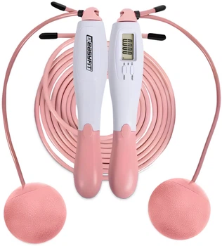 Скакалка без шнура EasyFit TwinRope EF-1909-WP з лічильником 2.8 м Біло-рожева (56003651)