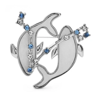 Брошь BROCHE бижутерия Знаки Зодиака Рыбы серебристая BRBF115147