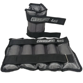 Утяжелители для ног и рук EasyFit EF-AWTМ-400, 2×4 кг, серые (2 шт.), стальная гранула - для фитнеса, бега и аэробики