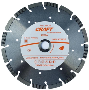 156 Диск відрізний алмазний лазерний Craft turbo segment 230*22.2*2,4*10мм
