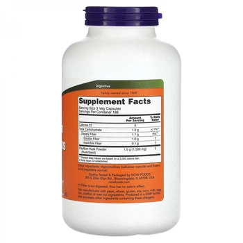 Псиллиум Now Foods Psyllium Husk Caps 500 mg - 500 vcaps