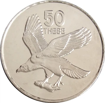Монета Ботсвана 50 тхебе 2001 UNC Птица - Африканский орлан-рыболов