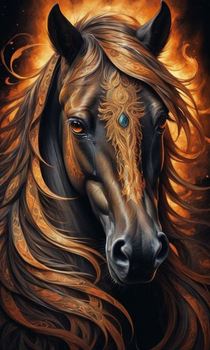 Алмазна мозаїка на підрамнику Арабський кінь, 30×50 см, повна викладка, квадратні камені, підрамнику