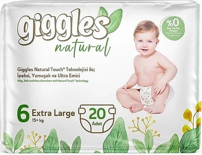 Подгузники детские Natural 6 Extra Large (15+ кг), 20 шт - Giggles 20шт (1020287-1351674-2)