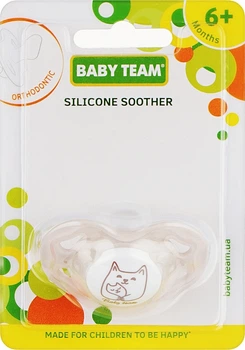 Пустышка силиконовая ортодонтическая 6+, кремовая - Baby Team Пустышка силиконовая ортодонтическая 6+, кремовая (1338354-771979949-2)