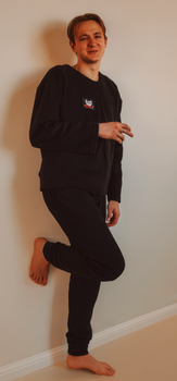 Мужская флисовая теплая пижама чёрная oversize + патч "Берсерк" Selerity pn01bbb чорний S/M (999992)