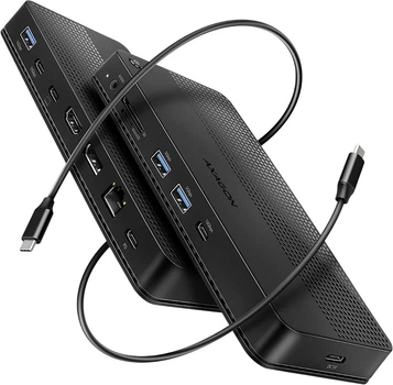 Hub USB Axagon HMC-U4 USB4 40Gbps DUAL 4K Display 12in1 dock Black