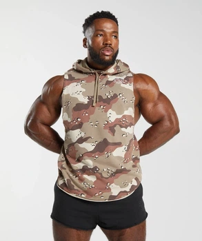 Спортивное худи без рукавов Gymshark Legacy Drop Arm Hoodie Slim Fit Cement Brown М