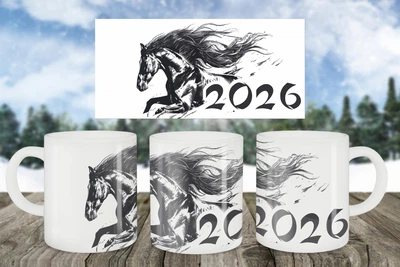 Чашка керамічна "Рік Коня, символ року Кінь,Horses" 330 мл