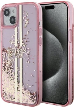 Панель Guess Liquid Glitter Gold Stripes для Apple iPhone 15 Plus/14 Plus Pink (GUHCP15MLFCSEGP)