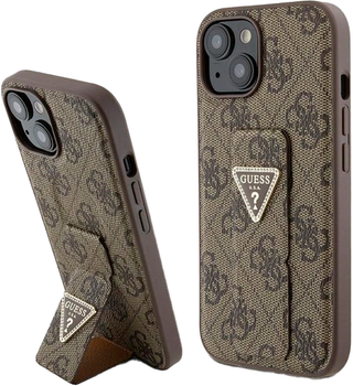 Etui Guess Grip Stand 4G Triangle Strass do Apple iPhone 13/14/15 Brown (3666339197438)