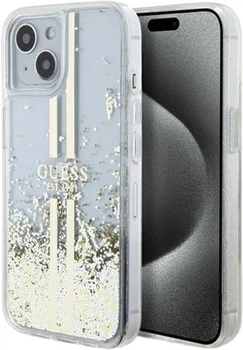 Панель Guess Liquid Glitter Gold Stripes для Apple iPhone 15 Plus/14 Plus Transparent (GUHCP15MLFCSEGT)