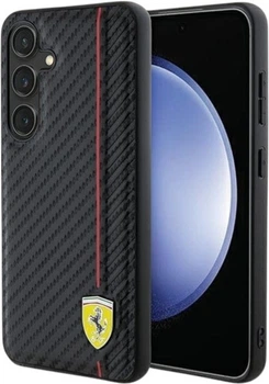 Панель Ferrari Carbon Printed Line для Samsung Galaxy S24 Black (FEHCS24SN3DUR)