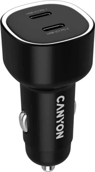 Ładowarka samochodowa Canyon OnDrive 60 PD 60W 2xUSB-C Black (CNE-CCABR3CC)