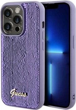 Панель Guess Sequin Script Metal для Apple iPhone 14 Pro Purple (GUHCP14LPSFDGSU)