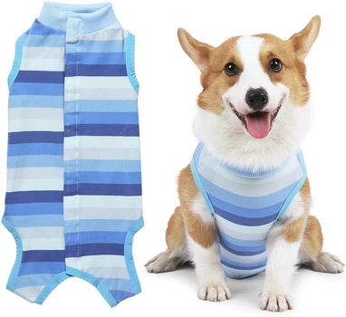 Костюм для восстановления собак WanTalk Striped Recovery Suit, Blue, S