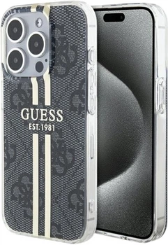 Панель Guess IML 4G Gold Stripe для Apple iPhone 15 Pro Black (GUHCP15LH4PSEGK)