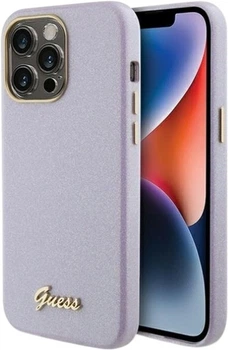 Панель Guess Glitter Glossy Script для Apple iPhone 15 Pro Lilac (GUHCP15LPGMCSL)