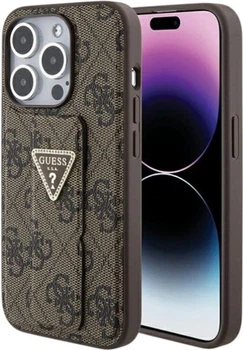 Etui Guess Grip Stand 4G Triangle Strass do Apple iPhone 15 Pro Brown (GUHCP15LPGS4TDW)