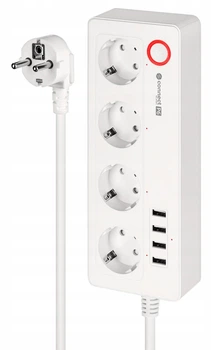 Listwa sieciowa Kruger&Matz KM2250 4 gniazda typu niemieckiego i 4xUSB 2100 mA Connect P6 Tuya (5901890122207)